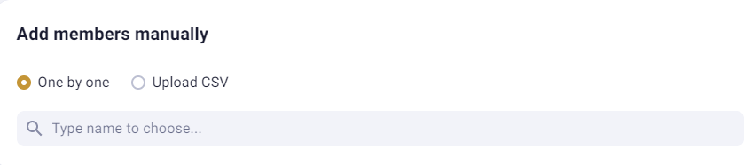 Add members manually interface with options.
