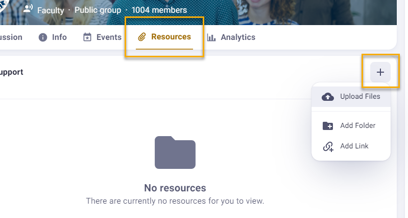 Resources section with no available files.