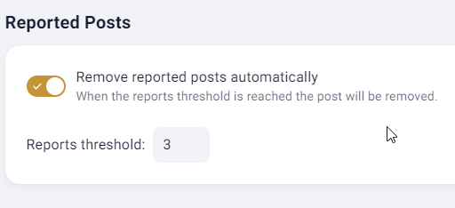 Settings for reported posts management.