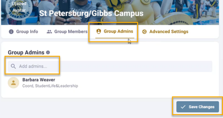 Group admin settings for St. Petersburg campus.