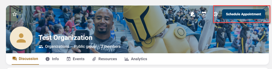 Group profile with a "Schedule Appointment" button.