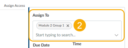picture shows that the assignment is only assigned to Module 2 group 2, an example of a group inside a group set, and not everyone else