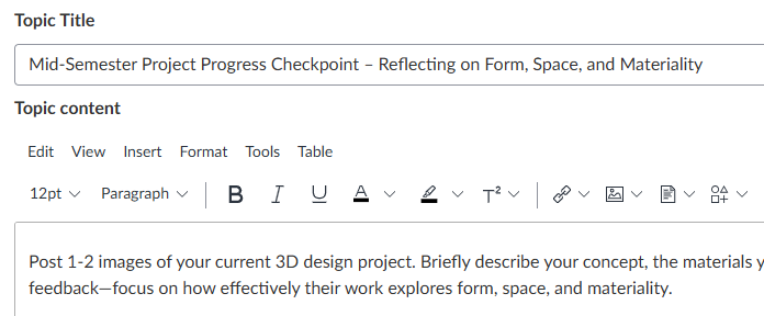 Shows filled in Discussion prompt