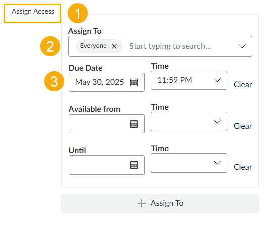 Assign access, assign to everyone, original due date of May 30