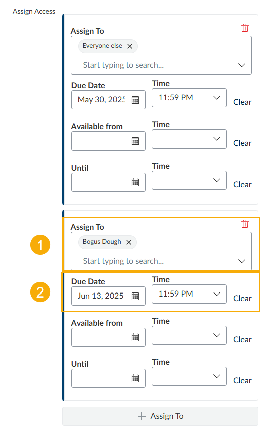 assign a different due date to an individual student