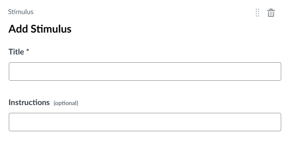 displays question title and instructions fields