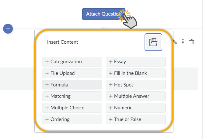 Shows user selecting a question type from the question select pool