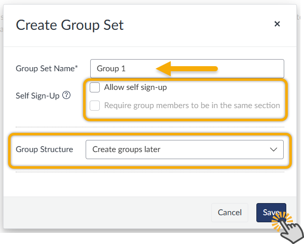 Group set configuration