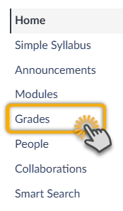 Grades menu option