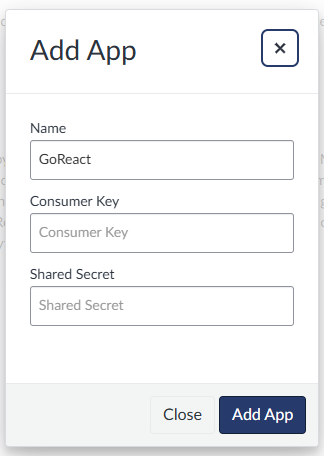 App configuration fields