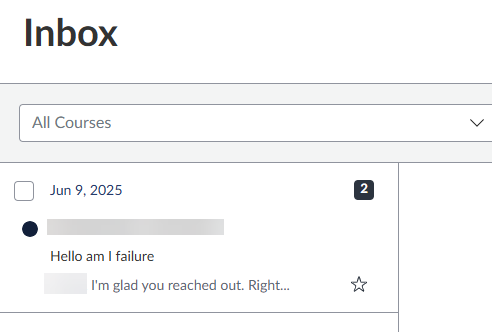 Shows inbox Layout and messages