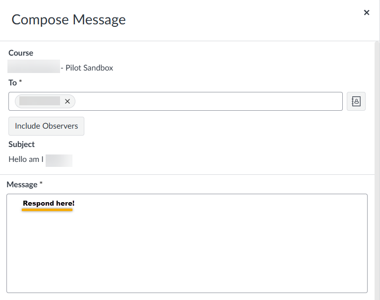 response message box
