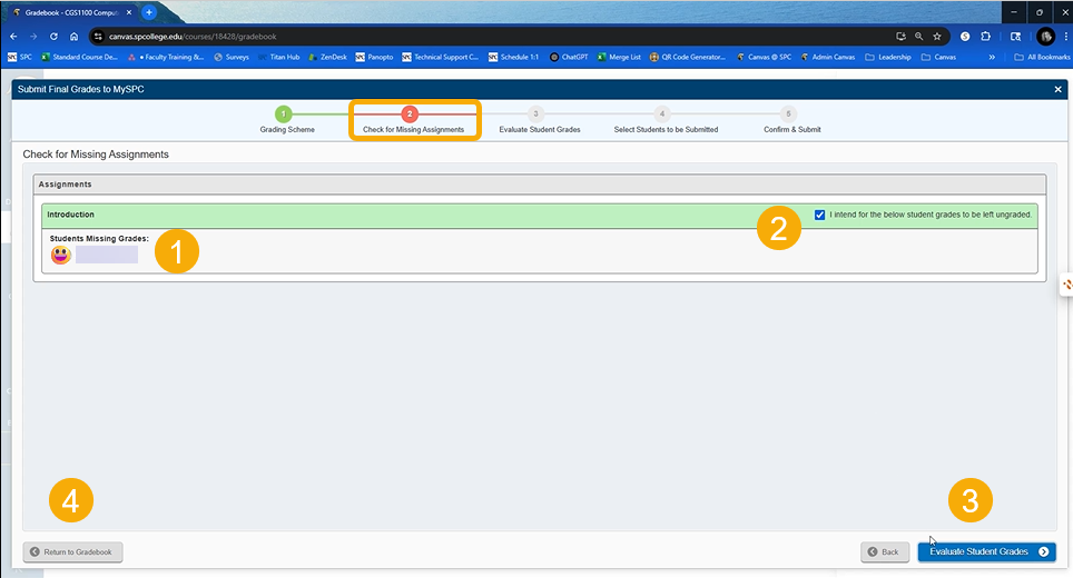 picture of the "Check for assignments screen." missing assignments,"