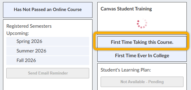sample for First Time Taking This Course on Student Card