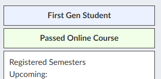 shows First-Generation Status Prior Success in Online Courses example