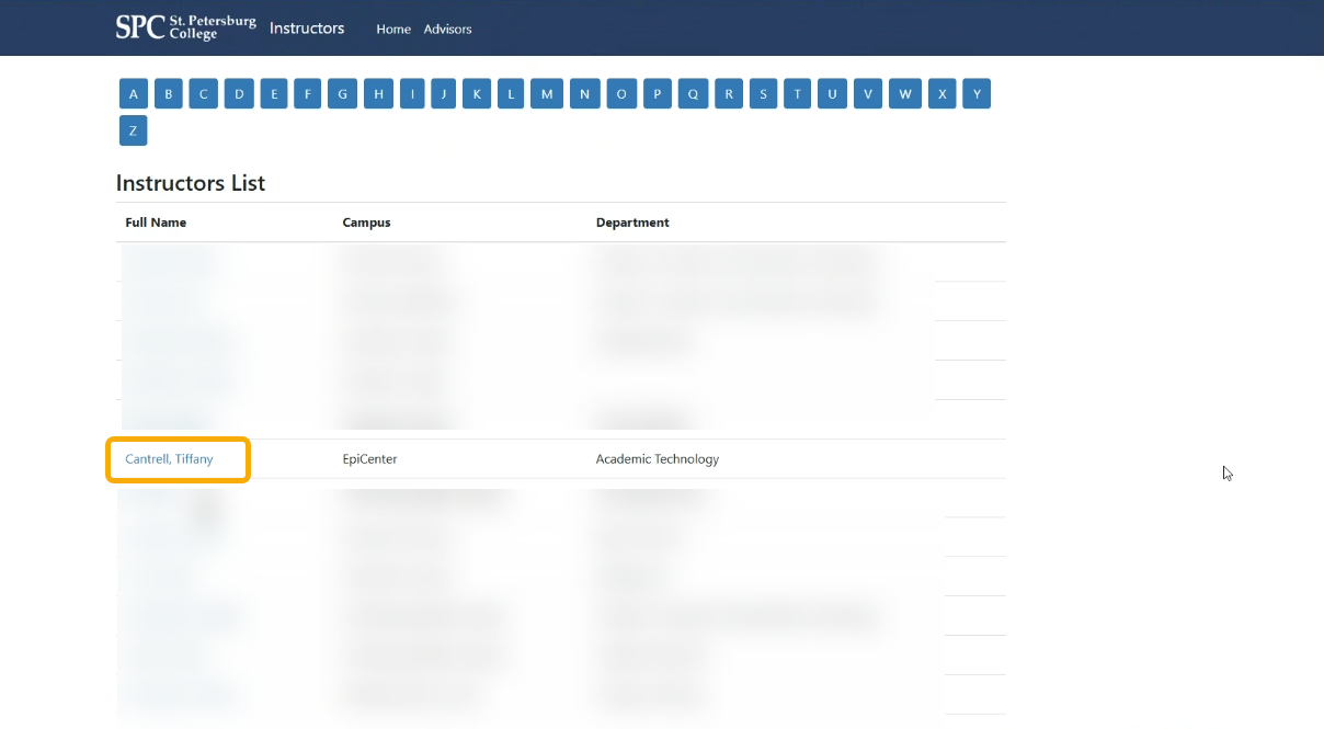box around Tiffany's hyperlinked name to select