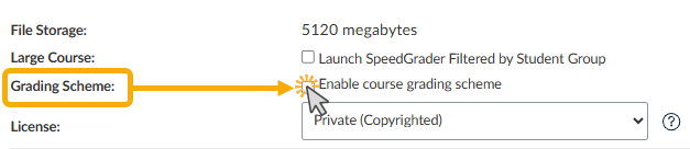 check the box next to Enable Course Grading Scheme