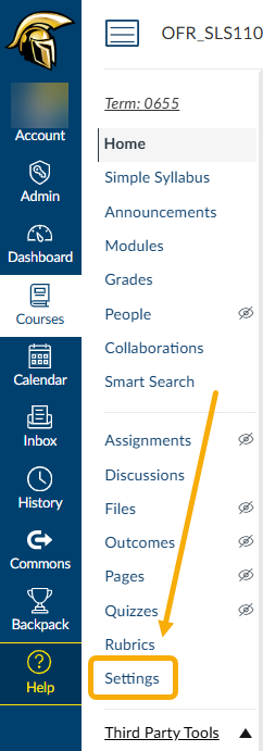 in course navigation, select settings