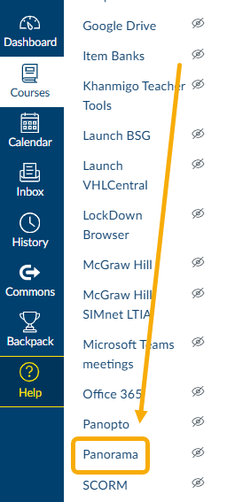 Select Panorama from course navigation
