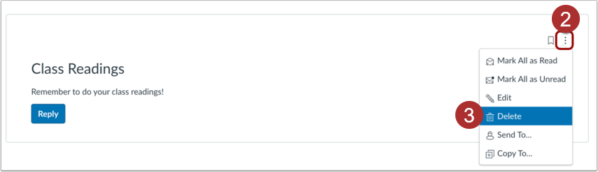 then click the options icon, then delete 