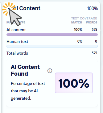 select triangle to open up ai vs human text