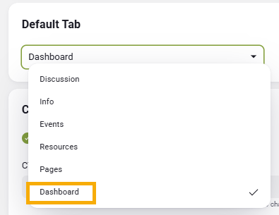 default tab is dashboard