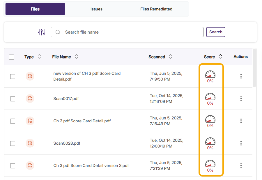select a file with a 0%