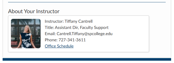 about your instructor page being pulled into Canvas homepage template