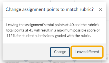 change assignment points to match rubric?