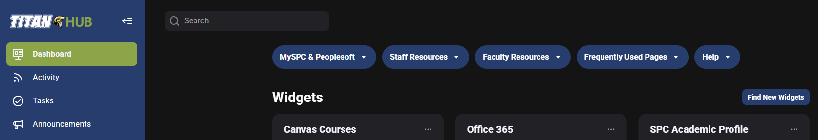 Displays Titan Hub page
