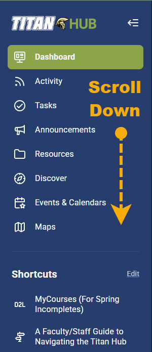Shows user scrolling down on left hand banner menu