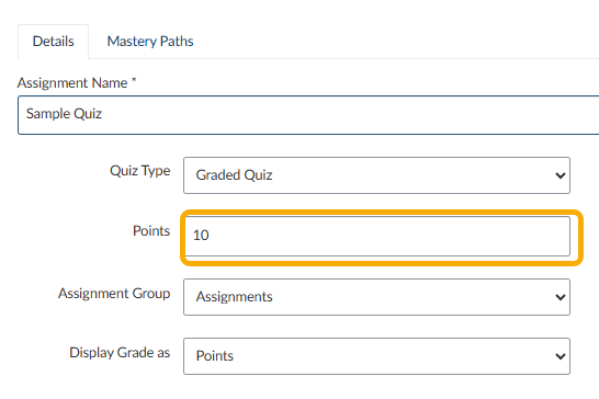 set points to whatever you want the total points to be