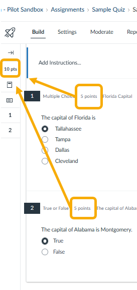 total points 10, 2 5-pt questions