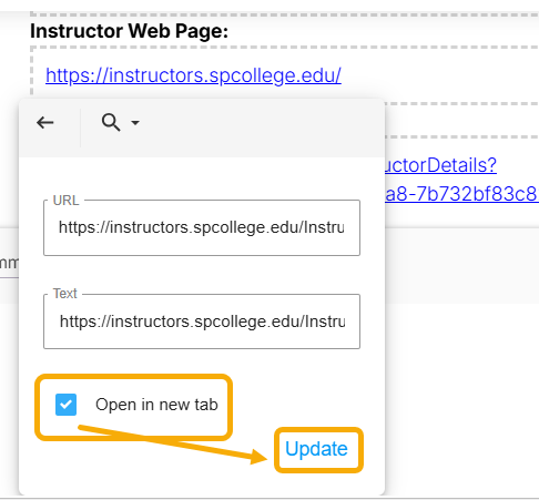 select Open in a new tab, then select update