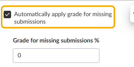 screenshot of the "Automatically apply grade for missing assignments" button with zero as the grade