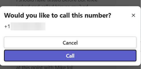 teams screen asking to call number