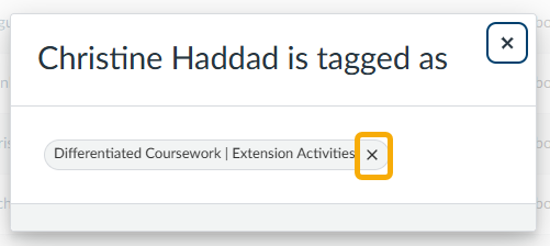 select the x next to the tag