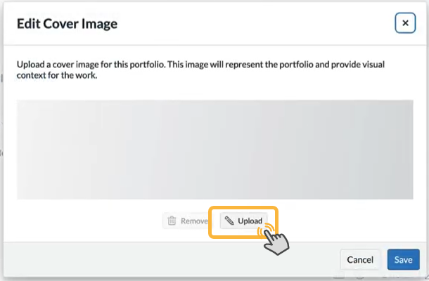 image shows user selecting Upload button