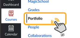 images shows user selecting Portfolio in course navigation