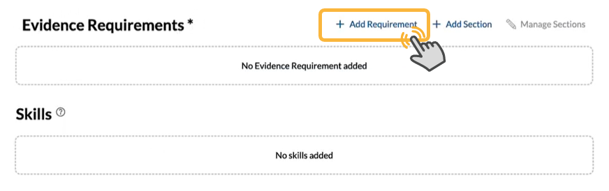 image shows user Selecting "+ add requirement" option