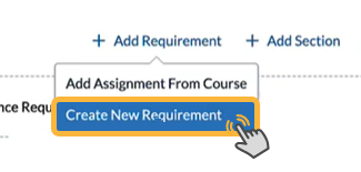 image shows user selecting Create New Requirement from the menu