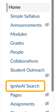 Select IgniteAI Search from your course navigation. 