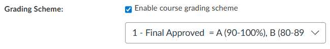 screenshot of grading scheme