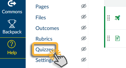 select Quiz on the course navigation