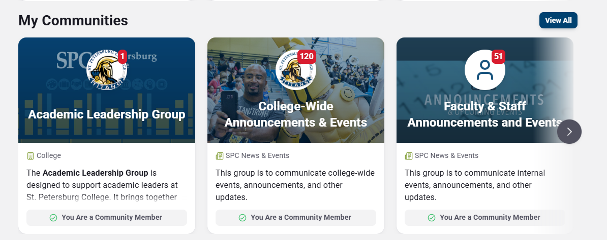 screenshot of MyCommunities
