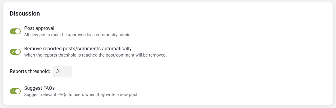 discussion settings