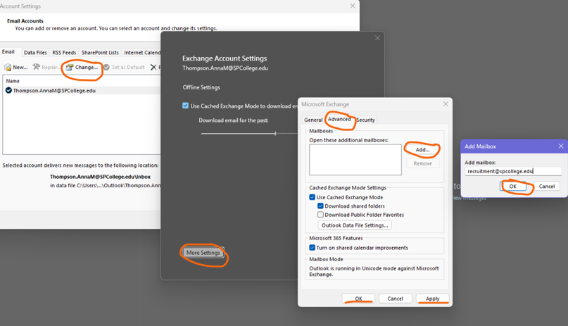 Image illustrating where to right click and select Add shared folder or mailbox.