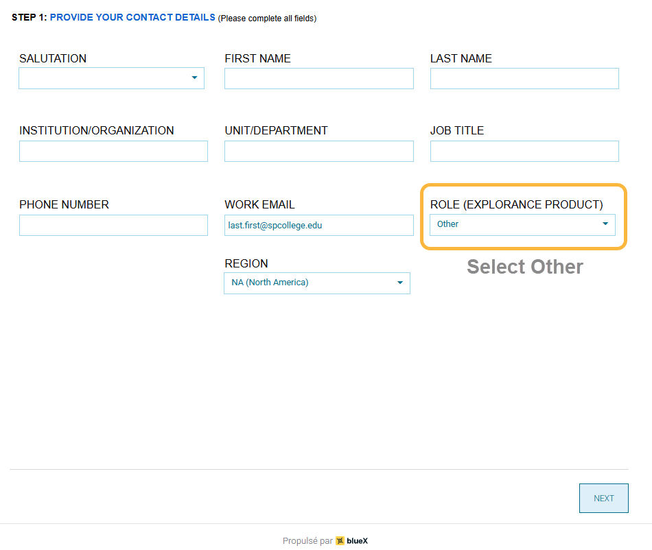 shows contact details page, highlights "Role" section with "Other" selected as the option
