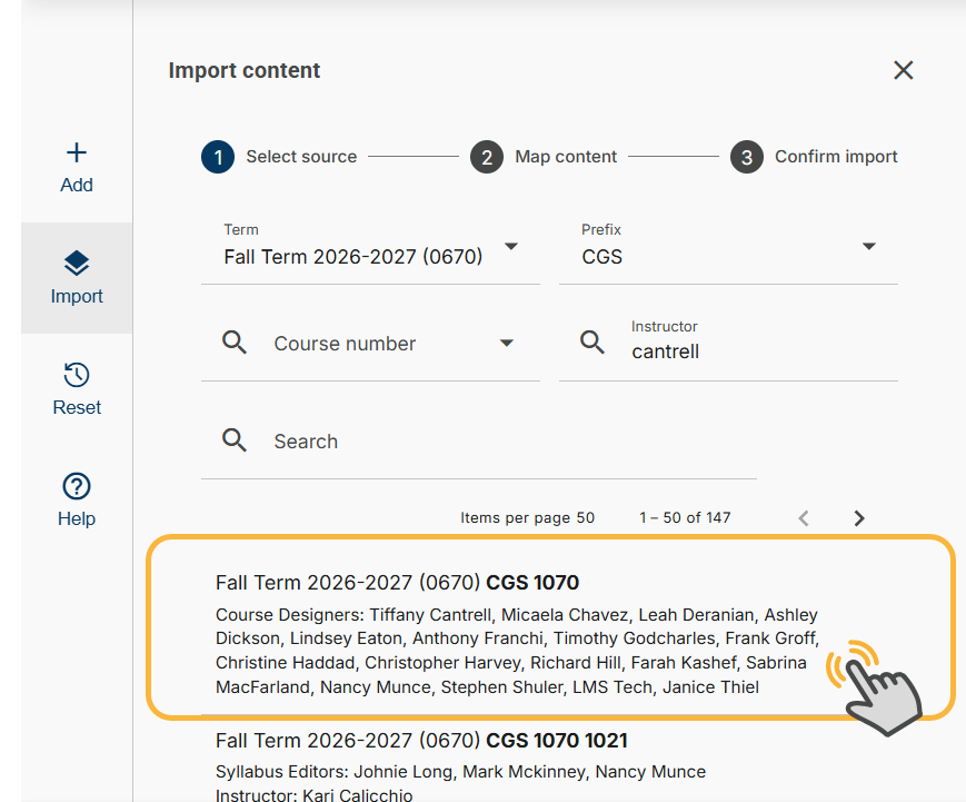 user selects desired syllabi 