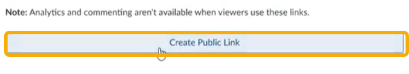 Click Create Public Link box